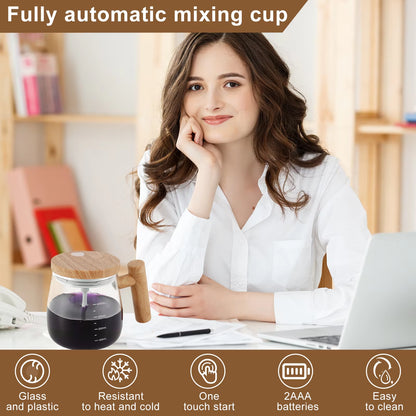 Self Stirring Coffee Mug Battery Powered Stirring Coffee Cup Electric Stirring Cups 400Ml Glass Self Mixing Mugs Heat Resistant