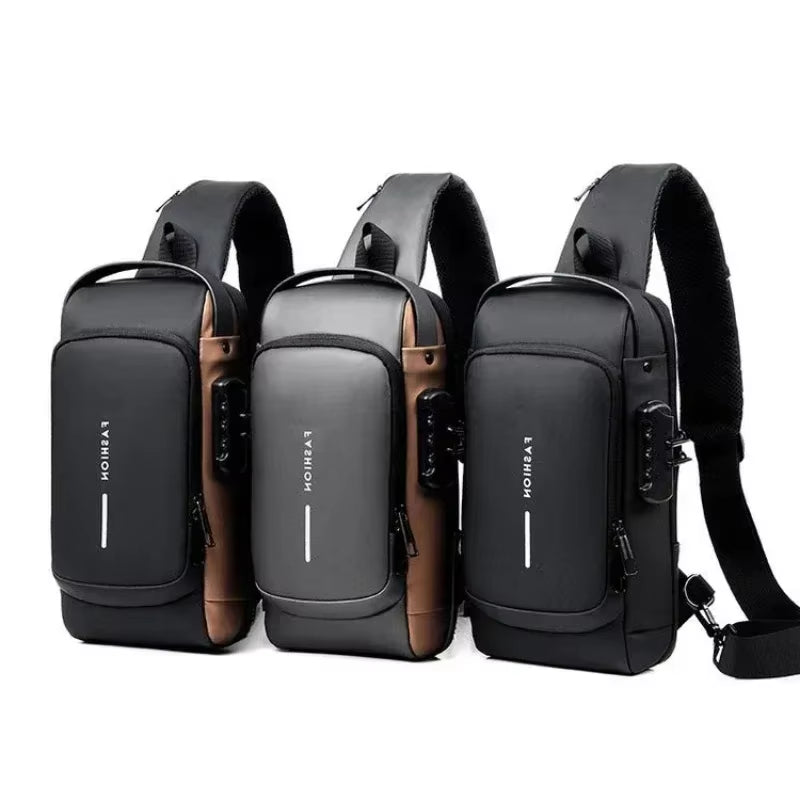 Men anti Theft Chest Bag Shoulder Bags USB Charging Crossbody Package School Short Trip Messengers Bags Men'S Oxford Sling Pack