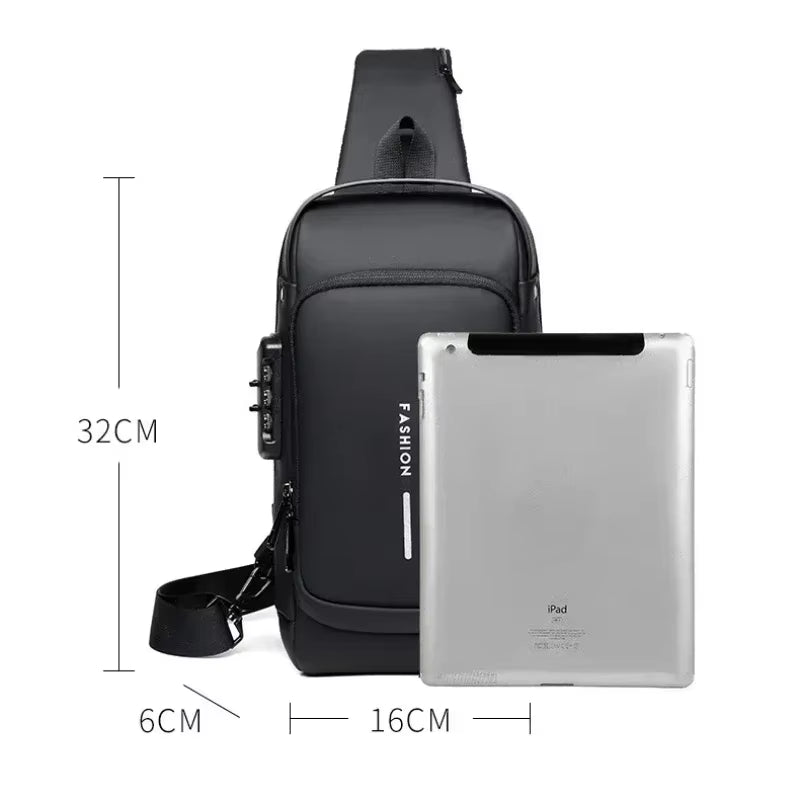 Men anti Theft Chest Bag Shoulder Bags USB Charging Crossbody Package School Short Trip Messengers Bags Men'S Oxford Sling Pack