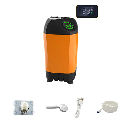 Outdoor Camping Shower IPX7 Waterproof Orange with Digital Display Portable Electric Shower Pump for Hiking Travel Pet Watering